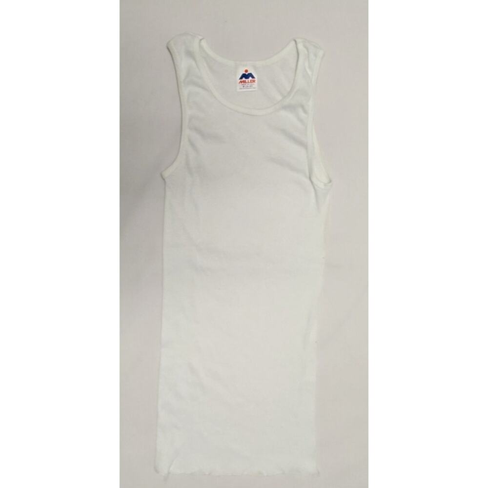 Vintage Miller Tank Top White Ribbed USA Made 90s M 38-40 Sleeveless Shirt